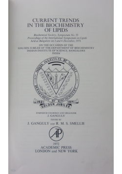 Current Trends in the Biochemistry of Lipids