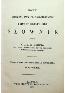 Kieszonkowy polsko rossyjski i rossyjsko polski słownik 1905 r