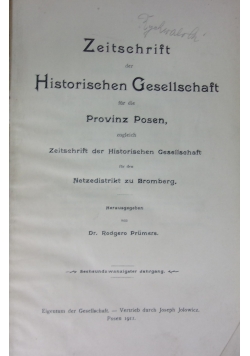 Zeitschrift der Historischen Gesellschaft, 1911 r.