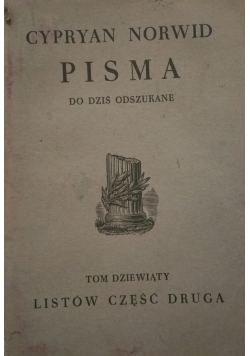 Pisma. Do dziś odszukane. Tom 9, listów cz. 2, 1937 r.