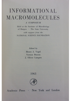 Informational Macromolecules
