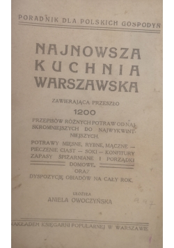 Najnowsza kuchnia warszawska, 1918 r.