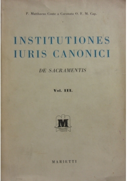 Institutiones Iuris Canonici  Vol. III