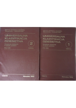 Uniwersalna klasyfikacja dziesiętna. III wydanie skrócone. 1 tablice, 2 indeks
