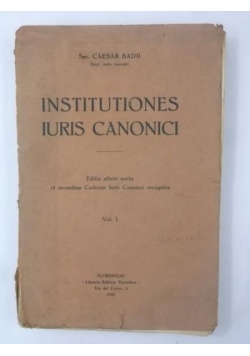 Institutiones Iuris Canonici, Tom I,  1921 r.
