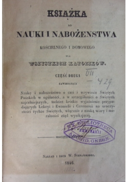 Książka do nauki i Nabożeństwa. Część II, 1846 r.