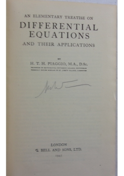 An elementary treatise on differential equations and their applications, 1945r.