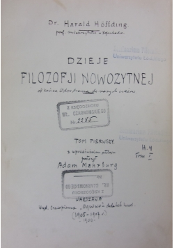 Dzieje filozofji nowożytnej, 1906 r.