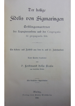 Der heilige Sidelis von Sigmaringen,1896r.