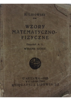 Wzory matematyczno-fizyczne, 1925r.