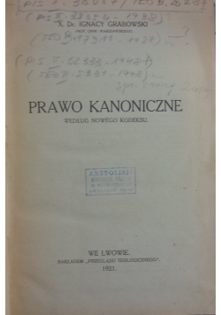 Prawo kanoniczne, 1921 r.