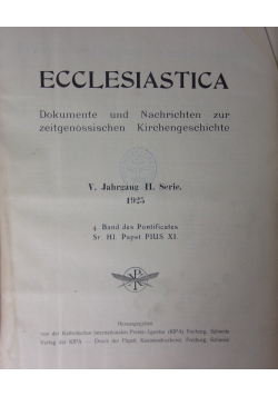 Ecclesiastica Dokumente und Nachrichten zur zeitgenossischen 1925r.