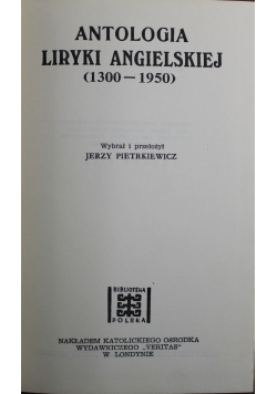 Antologia liryki angielskiej 1300 1956