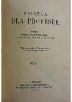 Książka dla profesek, 1927 r.