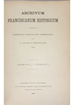 Archivum Franciscanum Historicum, 1908r.
