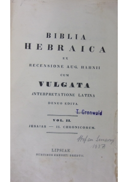 Biblia Hebraica, ok 1937 r.