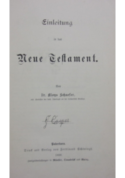Einleitung in das Neue Gestament ,1889 r.