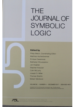 The Journal of Symbolic Logic Volume 82 Nr 4