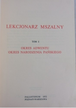 Lekcjonarz mszalny tom1