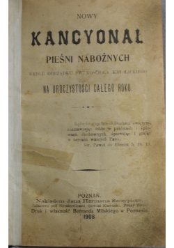 Nowy kancyonał pieśni nabożnych 1908 r.