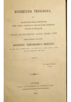 Dissertatio Theologica, 1845 r.