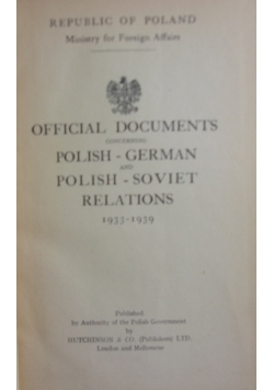 Official documents 1933 - 1939 concerning Polish - German