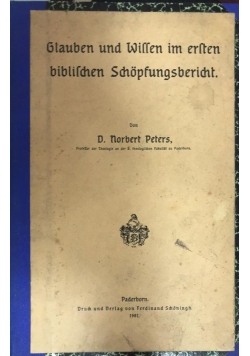 Glauben und willen im ersten biblischen schopfungsbericht, 1907 r.