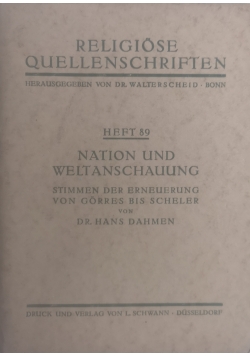 Nation und weltanschauung,heft 89,1933r.