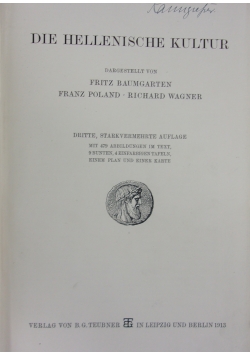 Die hellenische kultur , 1913 r .