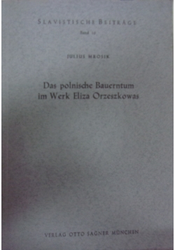 Das polnische Bauerntum im Werk Eliza Orzeszkowa