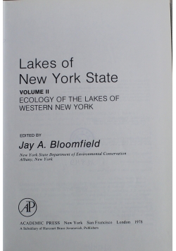 Lakes of New York State Volume II
