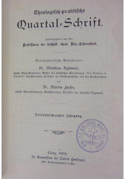Theologisch-praktische Quartalschrift, 1910 r.