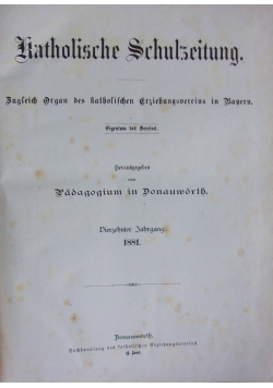 Katholische Schulzeitung,1881r.