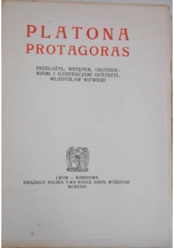 Platona Protagoras, 1923 r.