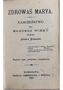 Zdrowaś Marya. Nabożeństwo dla młodego wieku, 1887 r.