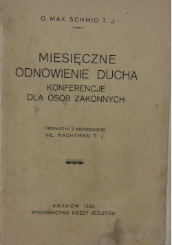 Miesięczne Odnowienie Ducha ,1933 r.