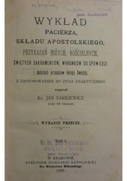 Wykłady Pacierza ,1898r.