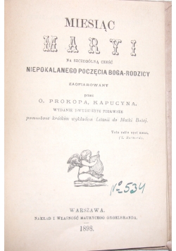 Miesiąc Maryi,1898r.