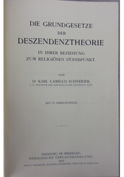 Der Grundgesetze der Deszendenztheorie, 1910 r.