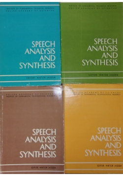 Speech Analysis And Synthesis, tom I-IV