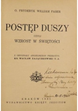 Postęp duszy czyli wzrost w świętości, 1935 r.