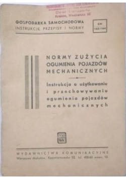 Normy zużycia ogumienia pojazdów mechanicznych. 1949 r.