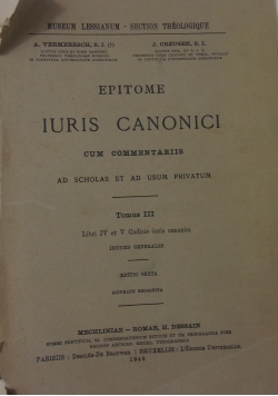 Epitome Iuris Canonici , 1946 r.