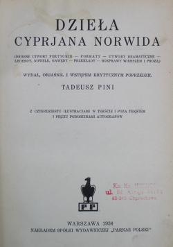 Dzieła Cypriana Norwida 1934 r