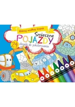 Koloruj według kropek. Śmieszne pojazdy
