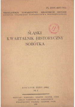 Śląski kwartalnik historyczny sobótka rocznik XXXVI