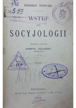Wstęp do socyjologii, 1884r.