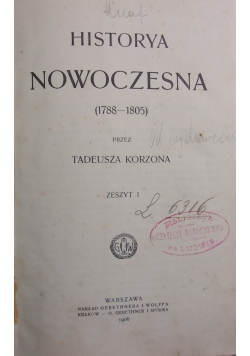 Historya Nowoczesna, zeszyt 1, 1906r.