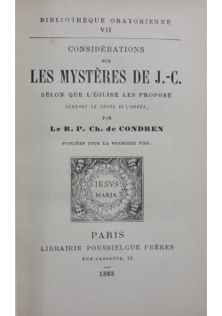 Les mysteres de Jesus Christ,1882r.