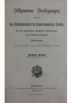 Allgemeine Derfugungen,1895r.
